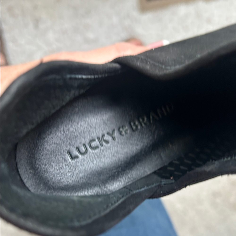 LUCKY BRAND🖤Black Suede Leather Ankle Booties Size 7.5 - Picture 9 of 14